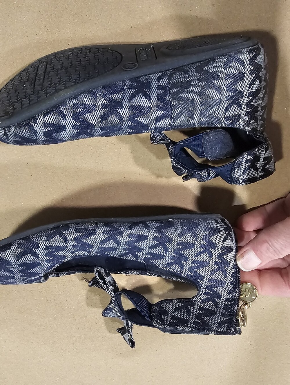 MK Navy Patterned Wedge Sandals